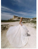 Strapless Beaded White Lace Tulle Fairytale Wedding Dress